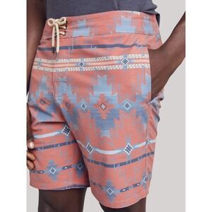 Faherty Classic Boardshorts Men's 31 Rose Morning Star Aztec Print Stretch Swim